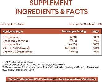 HIMALAYAN ORGANICS Organics Chelated Iron with Vitamin C,B12,Zinc & Folic Acid | Boost Hemoglobin Levels | Improves Concentration Level,Energy & Blood Building-120 Veg Tablets