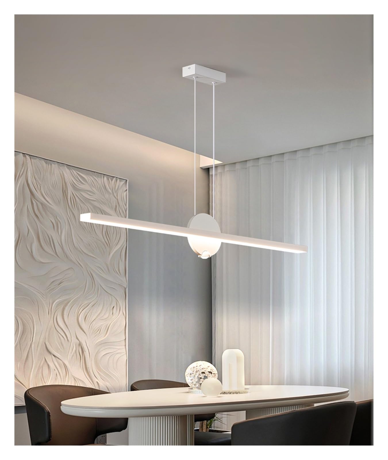 SYAXVOM Chandelier Modern Dining Room Chandelier LED Restaurant Pendant Lights Single Color or dimmable Suitable for Island bar Lamps(White 120cm,Dimmable)