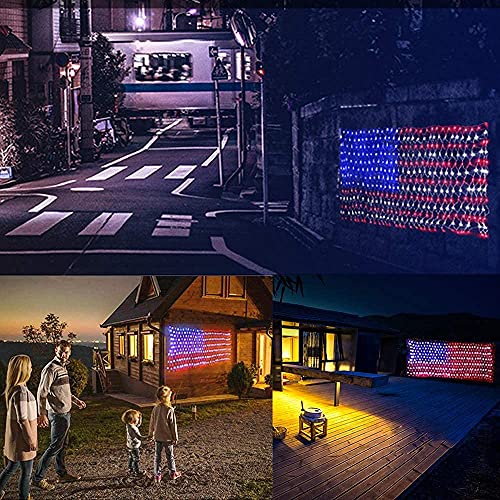 (New) Funiao American Flag Lights, 420 Led Usa Flag Net Lights, Outdoor Waterproof Patriotic Lights Hanging Ornaments For Memorial Day, 4Th Of July, Flag Day #TOP5