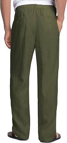 Miniatura 2 de COOFANDY Men's Linen Pants Casual Beach Summer Pant Elastic Waist Drawstring Lightweight Trousers