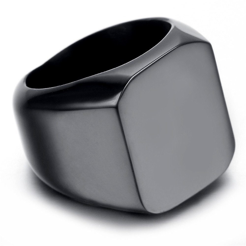 Mens Stainless Steel Ring Black Polished