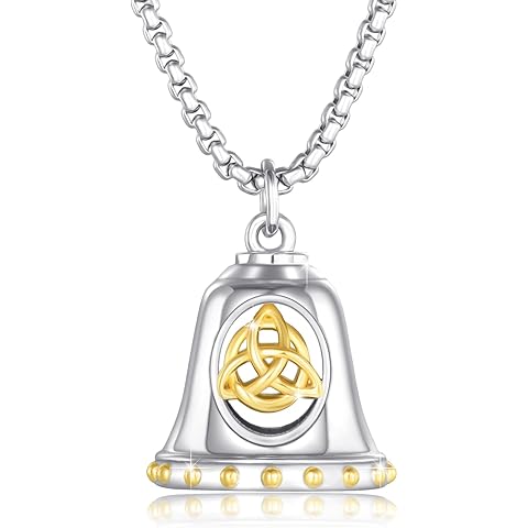 925 Sterling Silver Bell Necklace for Women Men Trinity Knot Christmas Jewelry Gifts for Family with Stainless Steel Rolo Chain 20