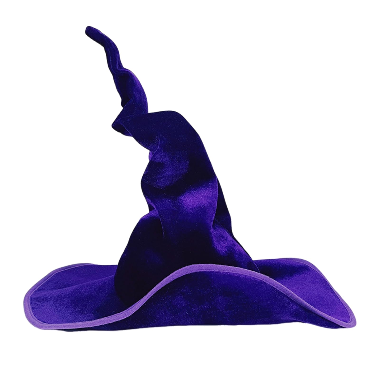 Witch Hat - Velvet Surface Halloween Hat, Wide Brim Festive Accessory for Parties, Stage Shows & Cosplay Purple