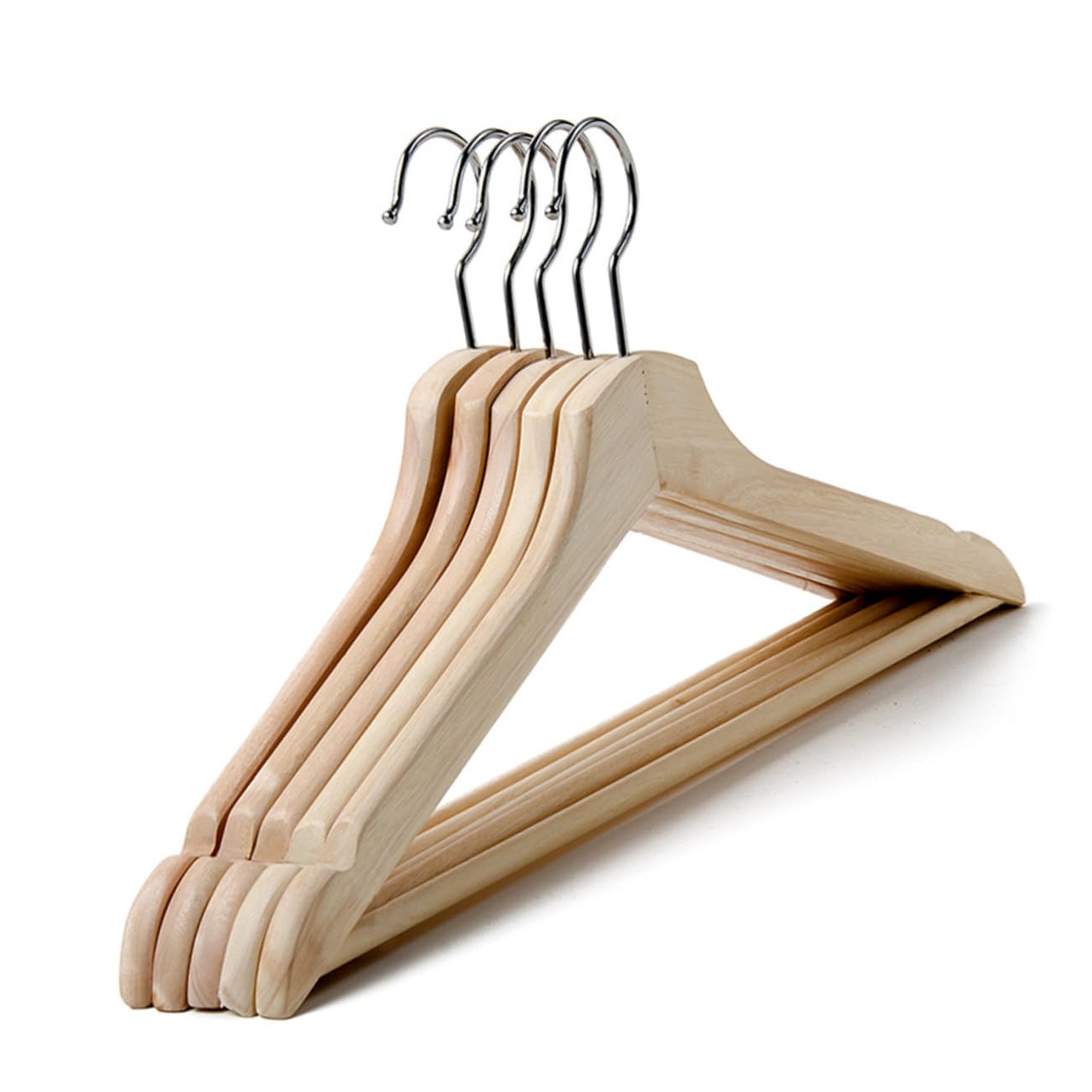Cabilock Luxury Solid Wood Suit Hangers Wooden Coat Hangers Anti-Hooks Non-Slip Bar for Storage