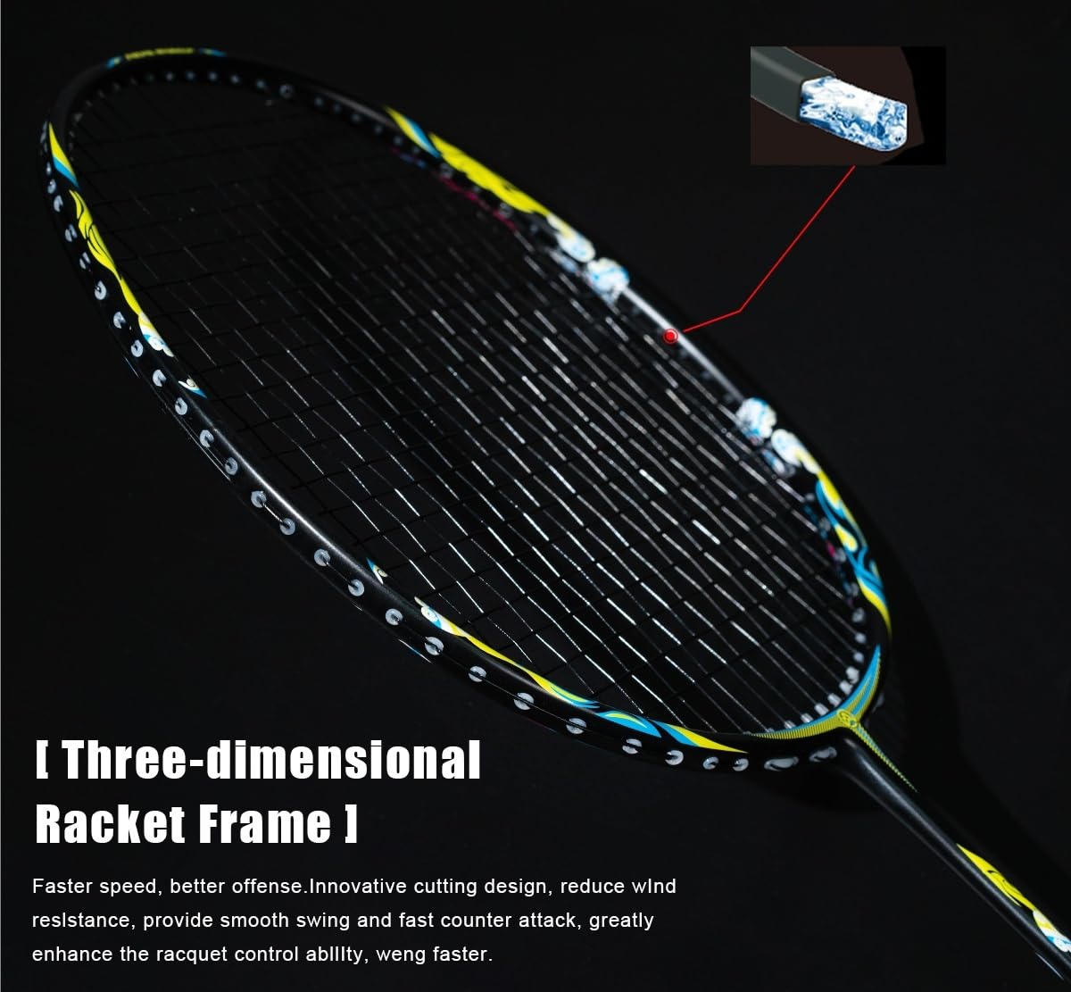Badminton Set Racchetta da Badminton in Fibra di Carbonio 32 libbre, con Impugnatura e Corda, Articoli Sportivi Professionali