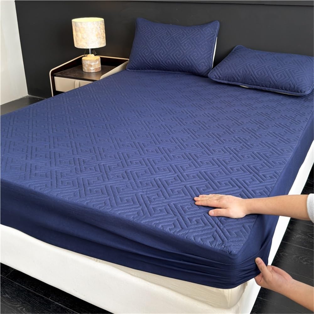 Alèse matelassée pour ne plus avoir chaud la nuit | Drap housse imperméable bleu marine 200x200