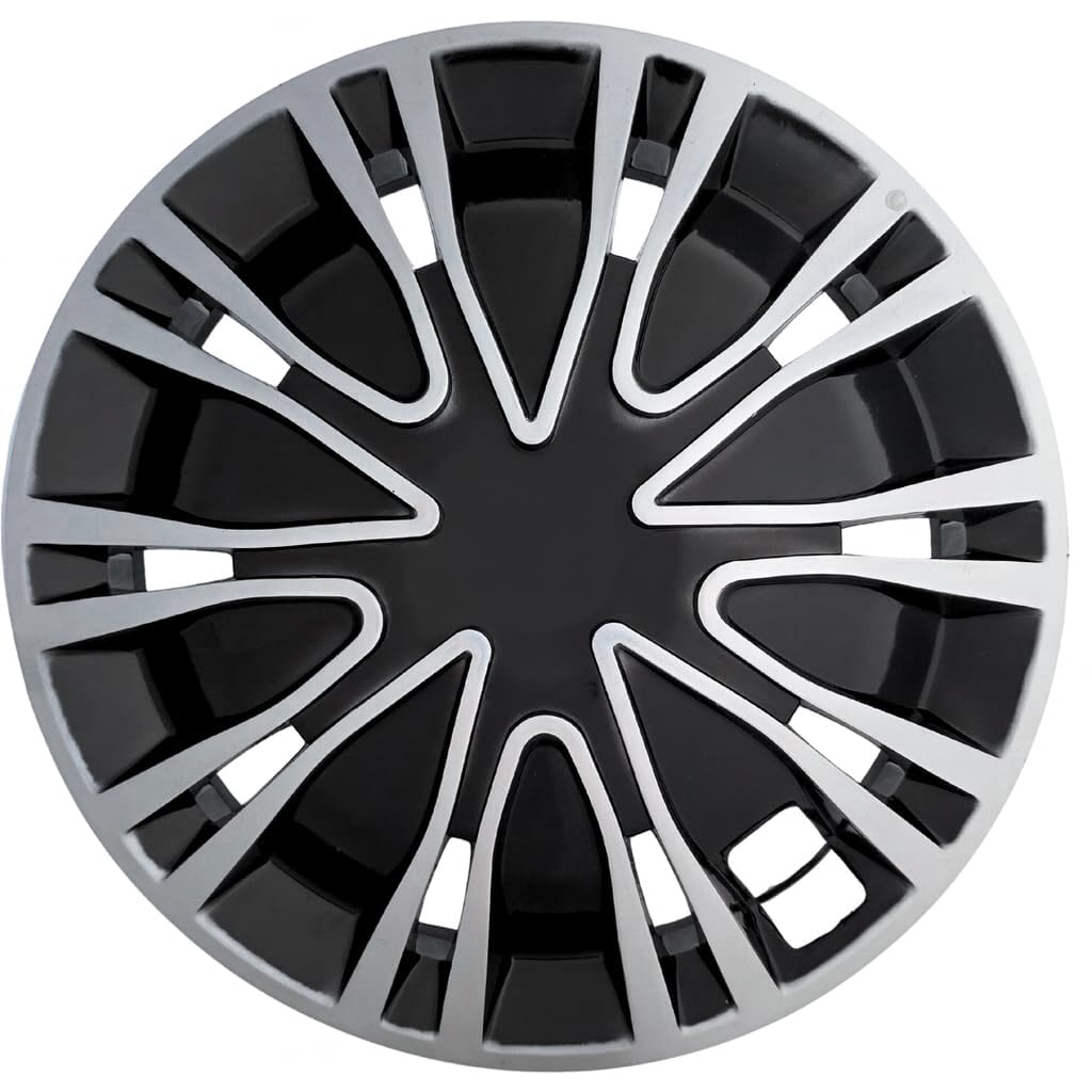Car Wheel Cover for All Varients | Silver Black Wheel Cap (Available in 13,14,15 Inch) (Set of 4 Pcs) (Press Fitting) Model (White & Black, 15 Inch)-image-20