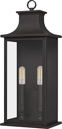 Quoizel Coastal Armour ABY8408OZ Abernathy Industrial Showcase Classic Design Medium Outdoor Wall Lantern, 2-Light 120 Total Watts, 20" H x 8" W, Old Bronze