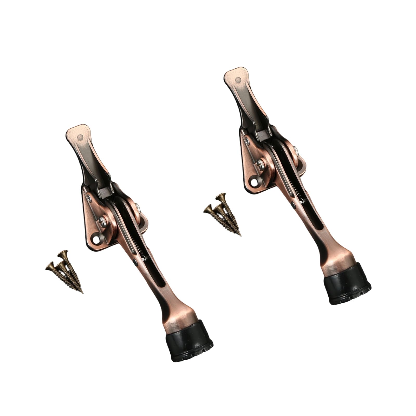 Kickdown Door Stop Metal Alloy Doorstop Adjustable Door Holder with Nonslip Rubber Tips Wall Protector Adjustable Holder with Nonslip Rubber Tips