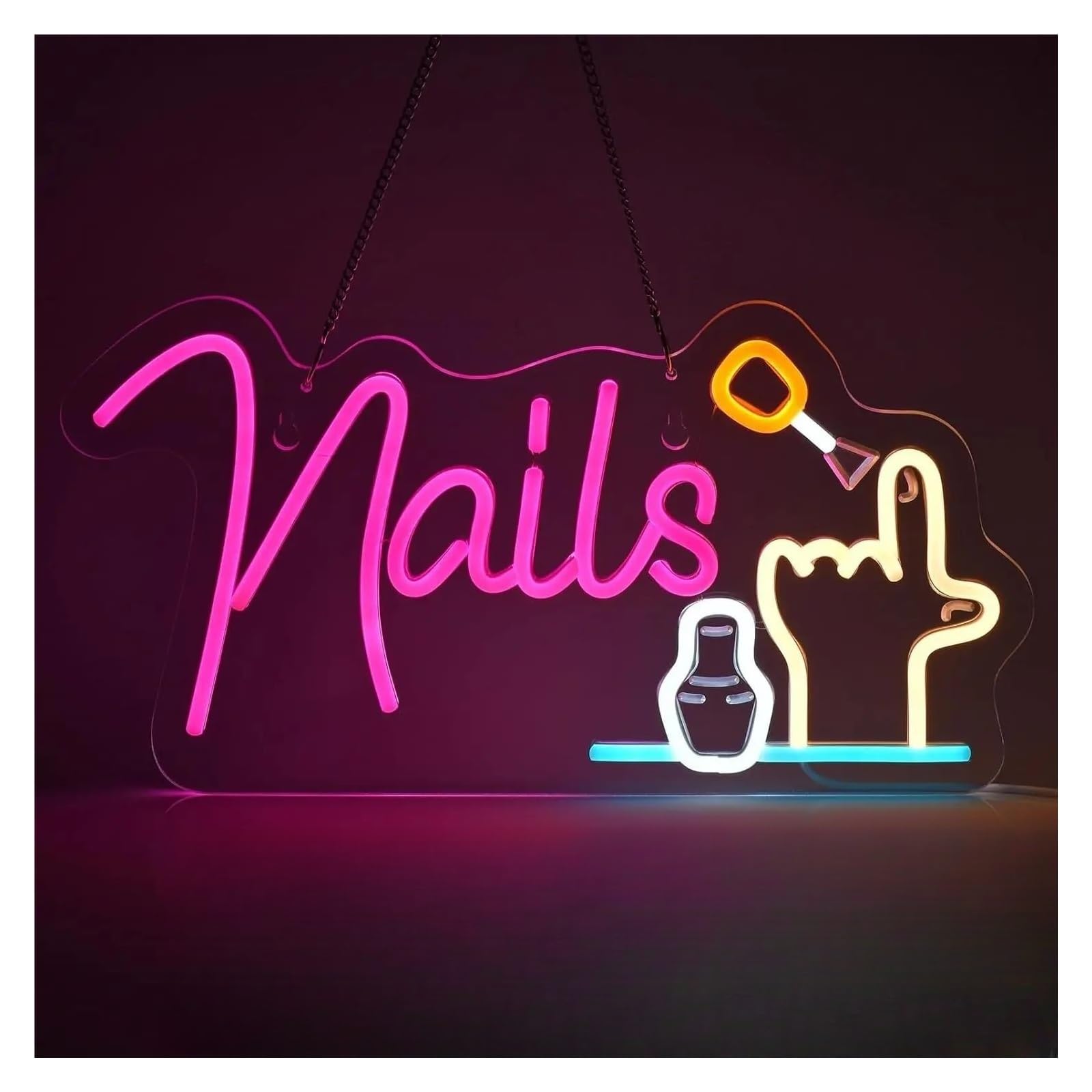 LEMST Sign Lamp Nails Neon Light for Wall Decor Beauty Salon Up Sign for Business Nail Room Spa Studio Bedroom Dimmable 22cmх42cm