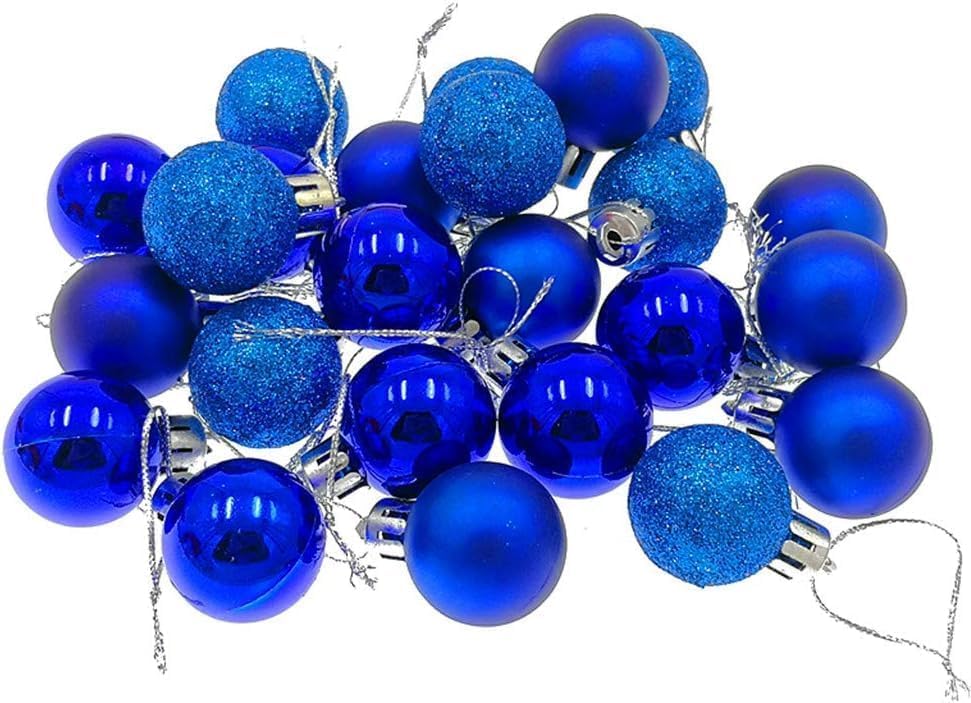 Christmas Tree Ornaments- Bauble Balls- 3CM=1.18INCH -8COLORS/Different Shades-3CM Real Images Xmas Tree Wreath Garland Party Decor Home Gift-Starts @299 (Blue, 6)