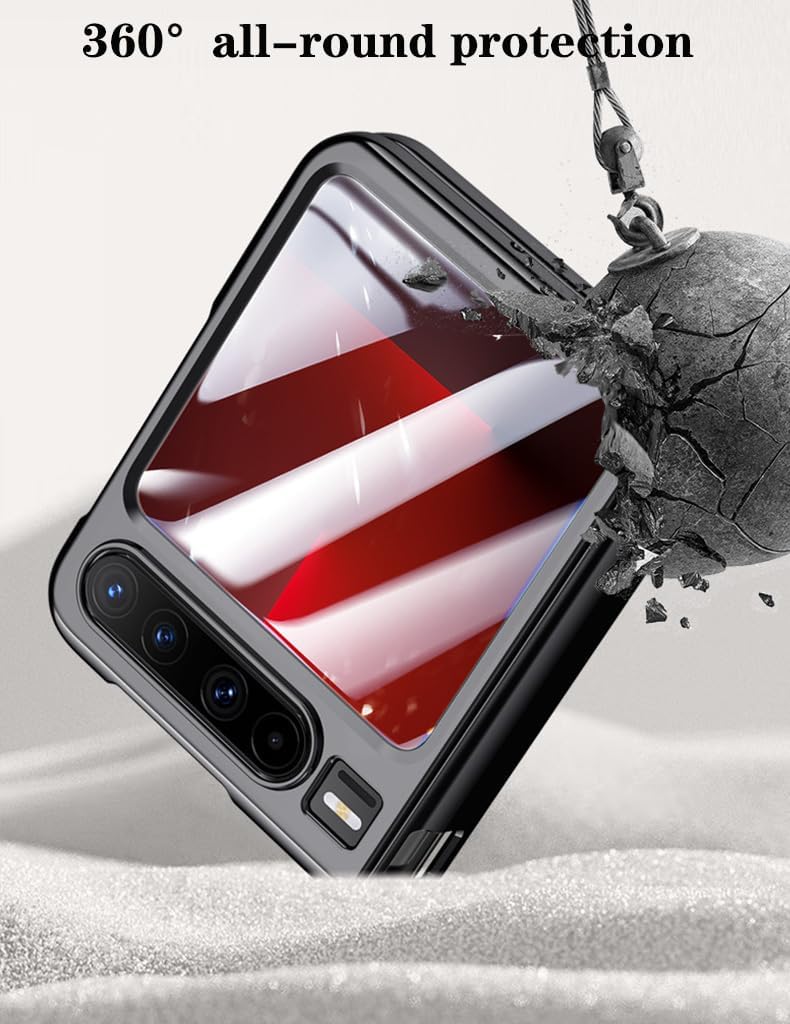 Case for Huawei Pura X Folding Screen Mobile Phone. Hinge, Leather Cover Shell for Huawei Pura X Cell-Phone -Black