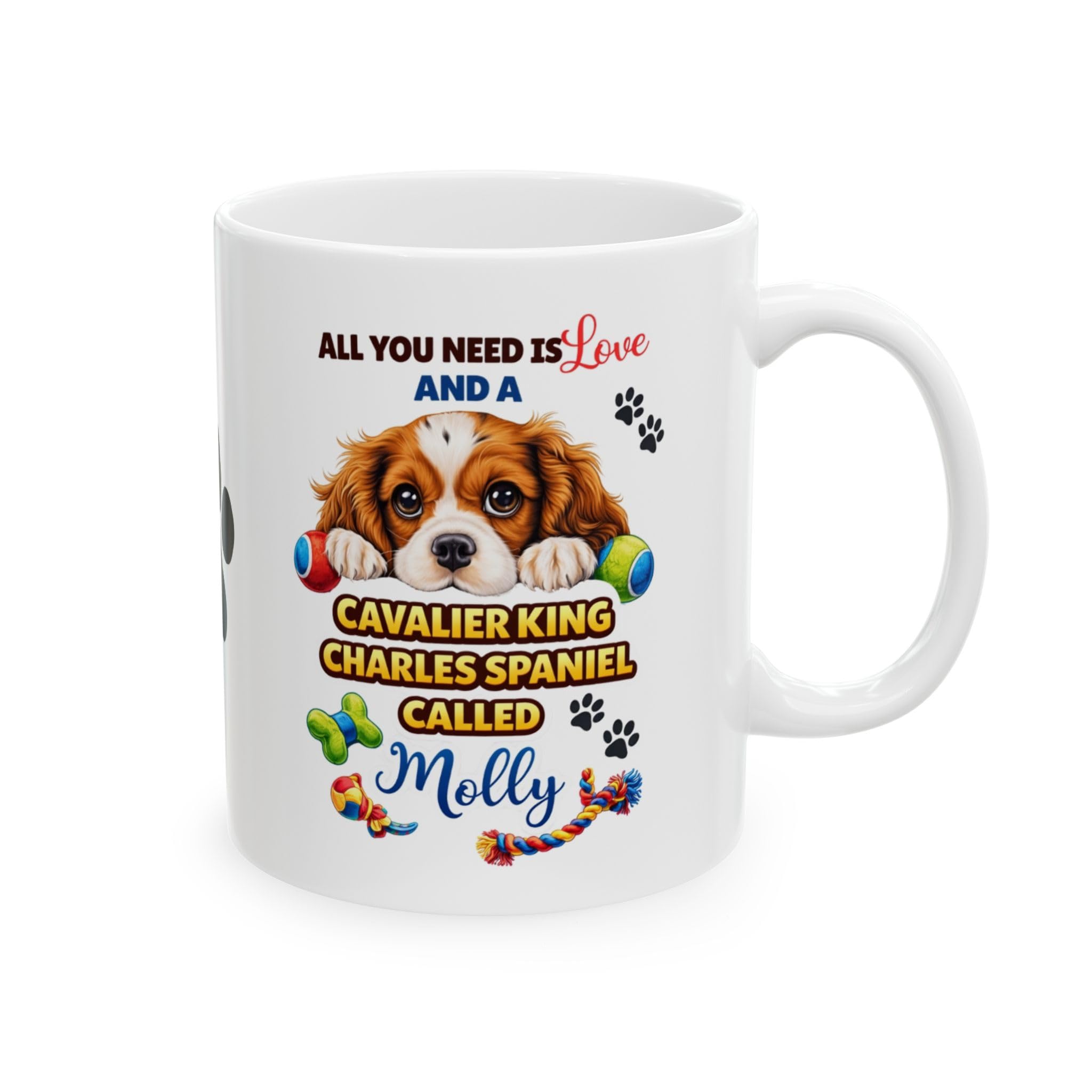 SASSY SIPS Personalised Custom Breed Coffee Mug, White Ceramic, Dog Lover Gift, 'All You Need is Love and A Dog Called', Custom Name & Breed, 11oz Ceramic Cup (Cavalier King Charles Spaniel)