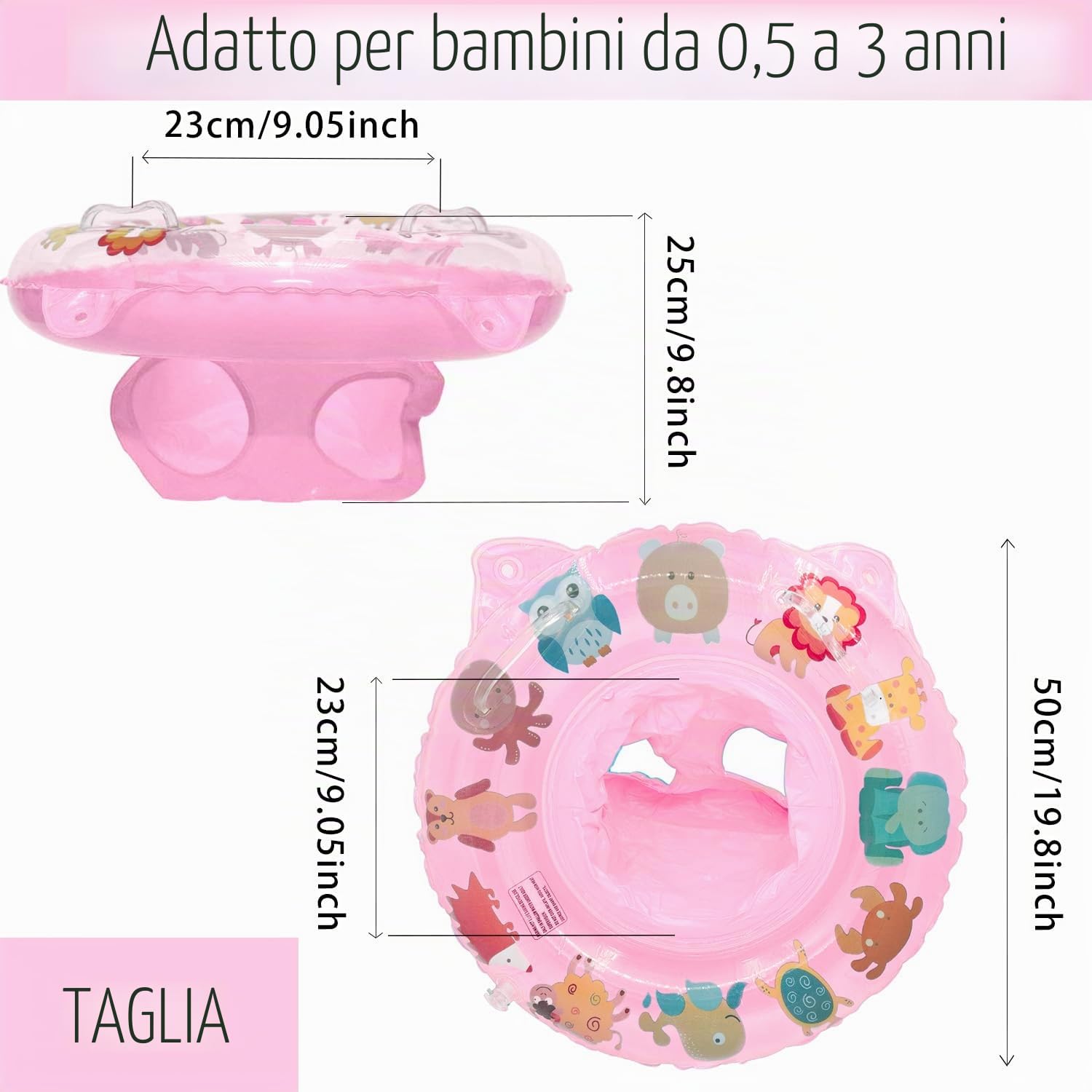 Anello da nuoto per bambini, anello da nuoto per bambini, sedia galleggiante gonfiabile regolabile per neonati, aiuto per il nuoto per neonati da 6 mesi a 36 mesi