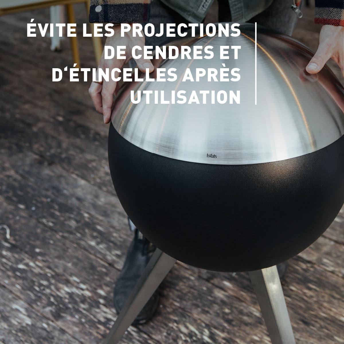 Höfats - Couvercle Moon 45 inox - Housse anti-cendres et étincelles - Courbe pour éviter l'eau - Résistant aux intempéries, robuste, durable - Rond