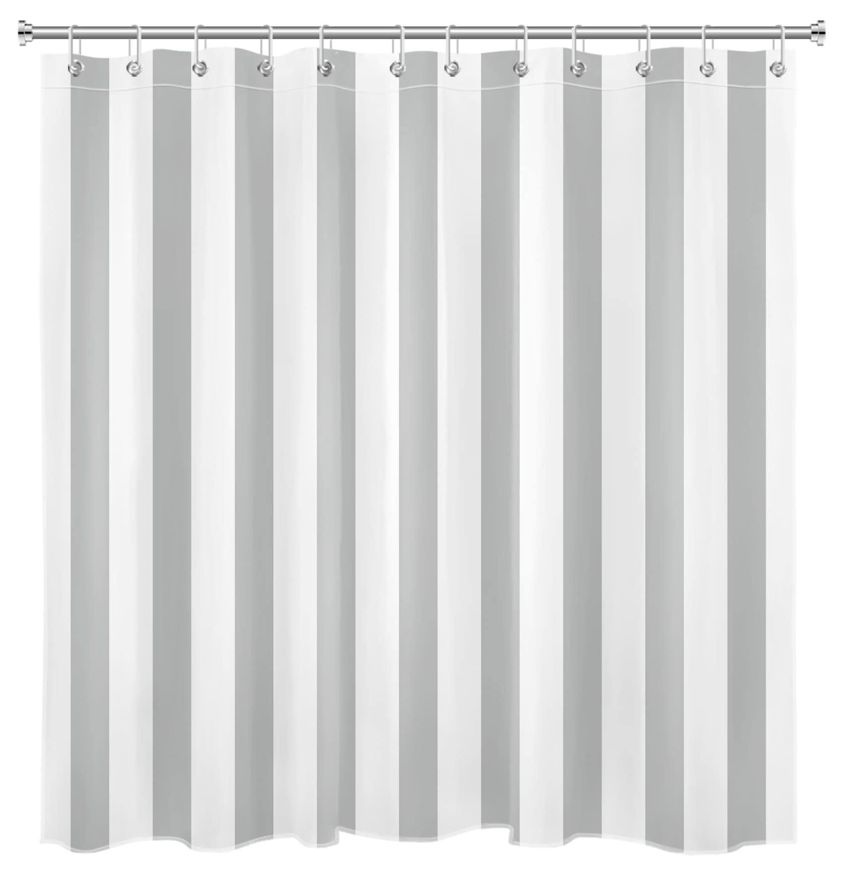 LB Grigio e bianco Tenda Doccia 180x200cm Ombre a righe Tende da Bagno con Ganci, Geometrico astratto Extra Lungo Impermeabile Antimuffa Poliestere Casa Decorazione