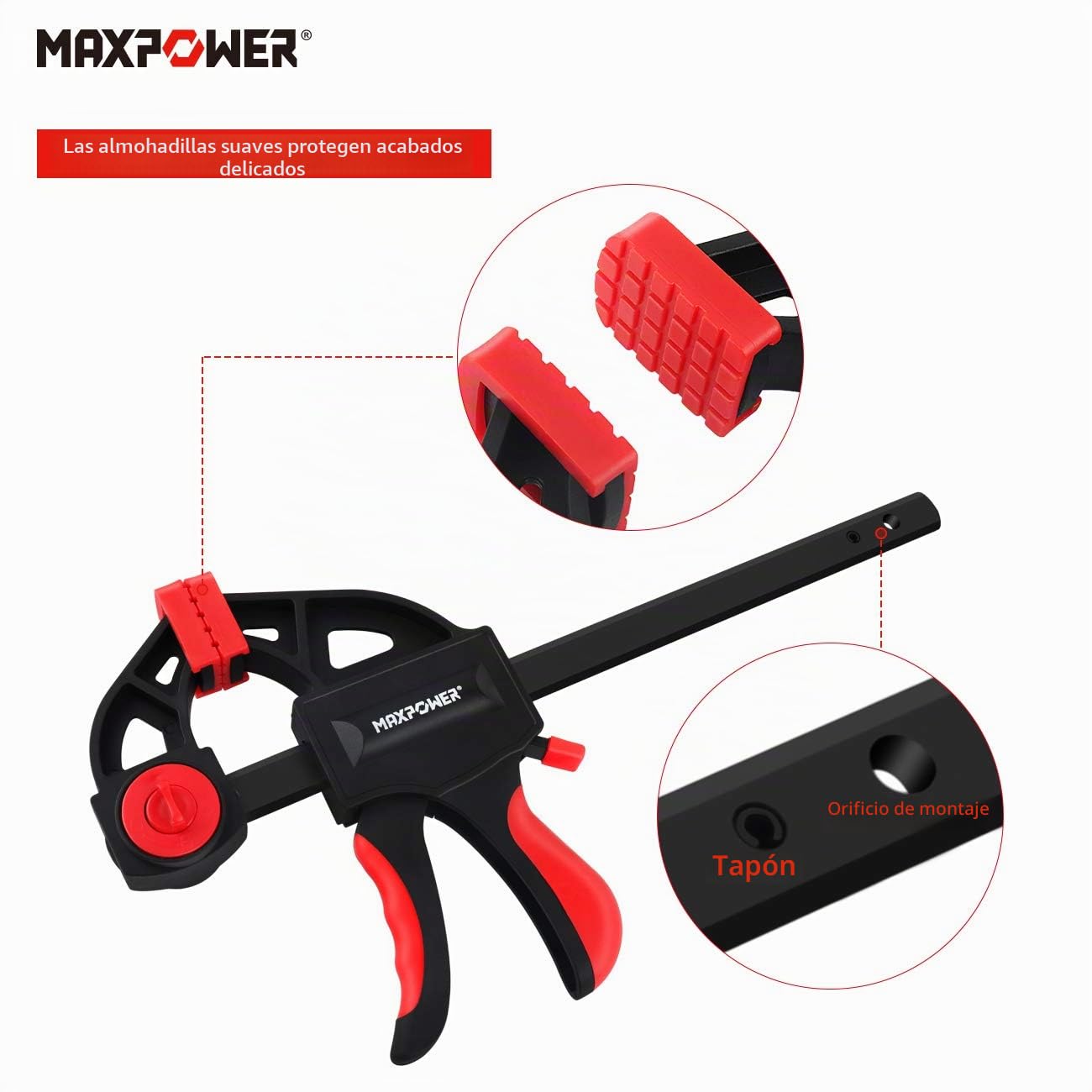 Sargentos Carpintero, MAXPOWER 4 Piezas Sargento de Barra Abrazadera de Rápido Agarre para Apriete Pinza Interior y Exterior, 600mm/24”