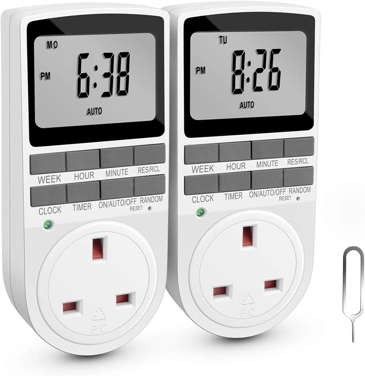 Tegollus Timer Plug Socket, Digital, Large LCD Display, 24 Hours / 7 Day Weekly Programmable, Black