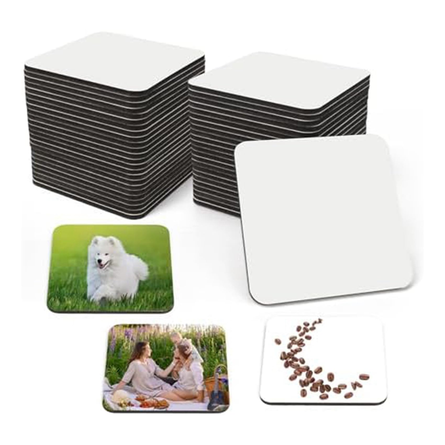 sous-Verres à Sublimation Vierges en MDF 10x10 cm, Dos Liège.