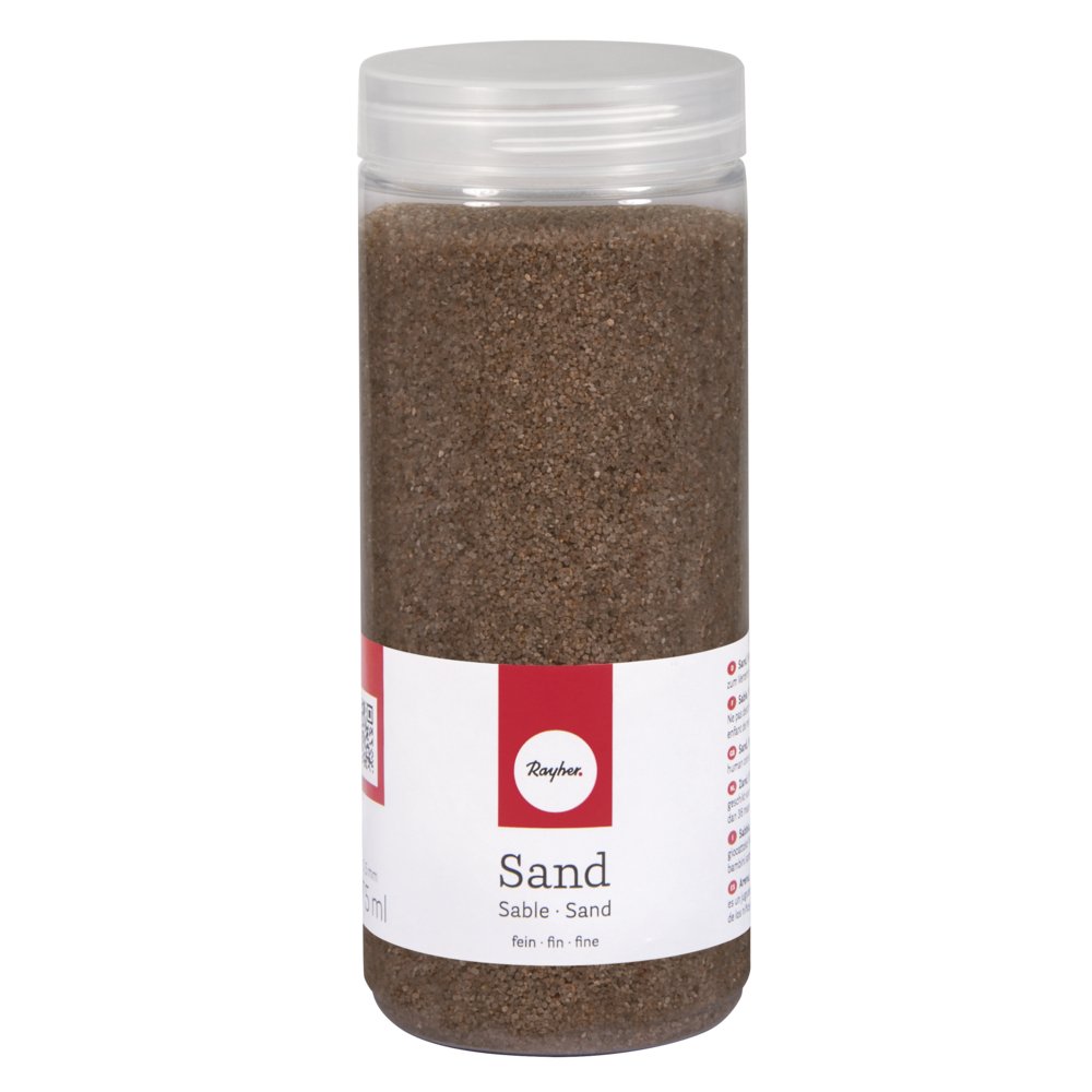 Rayher 39339546 Sand, fine, 0.1-0.5 mm, tin 475 ml, Mocha
