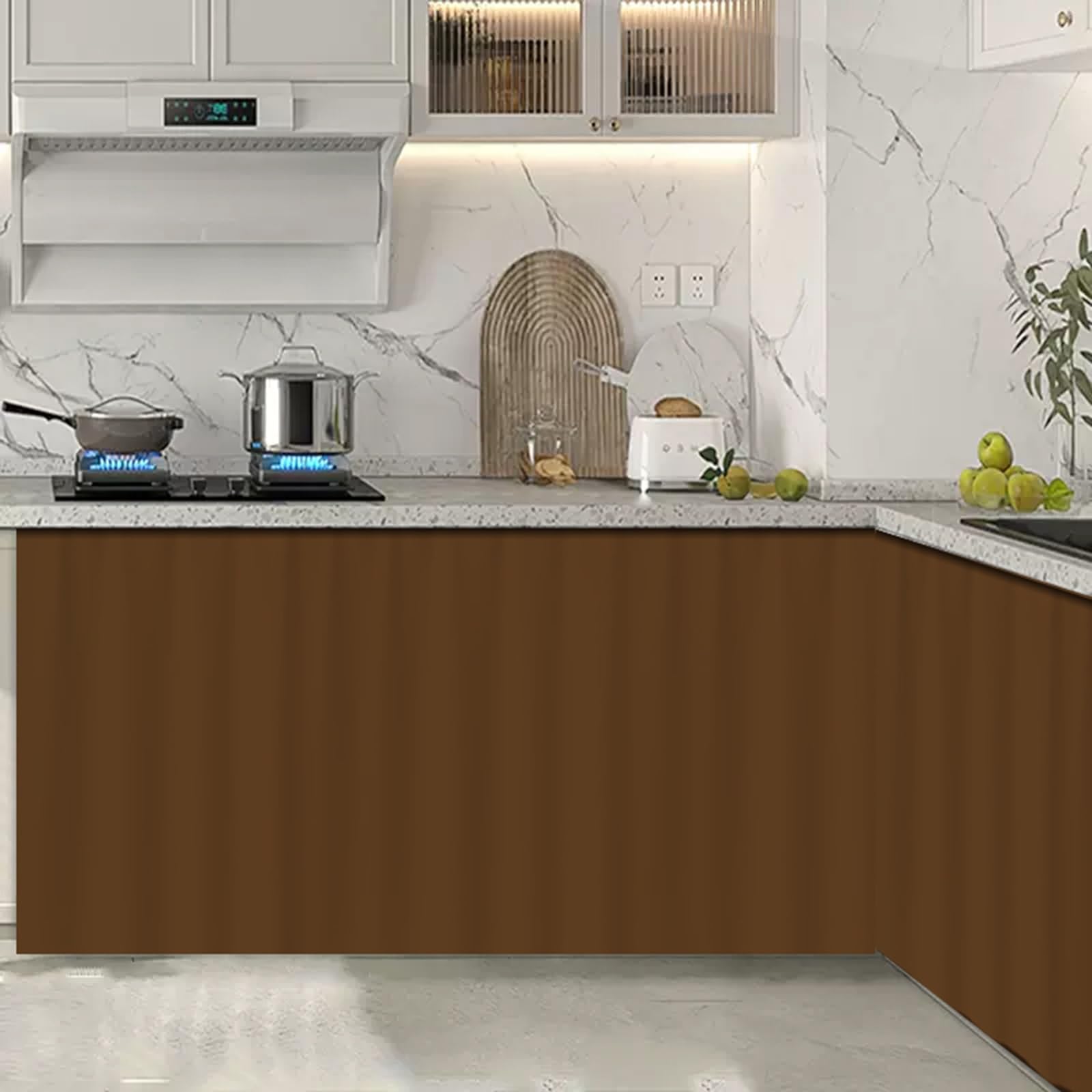 WQPMNYG Brown Kitchen and Bathroom Curtain Dustproof Shelf Curtain for Cabinets and Shoe Racks 120cm x 70cm with Sliding Track SystemCucina Bagno