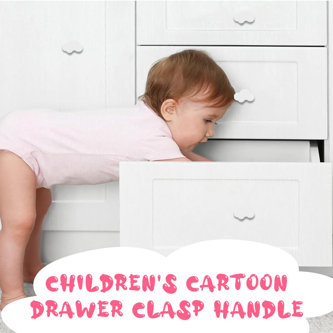 6 Pomos de Cajón con Forma de Nube para Muebles, Pomos de Forma de Dibujos Animados para Niñas Niños, para Tiradores de Armario, Cajones, Armarios de Habitación Infantil