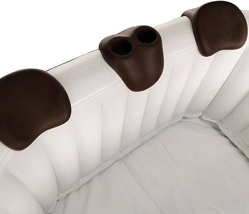 ALEKO Reposacabezas inflable para bañera de hidromasaje y soporte para bebidas | Juego de 3 piezas extraíble para spa | Marrón | HTACCBR