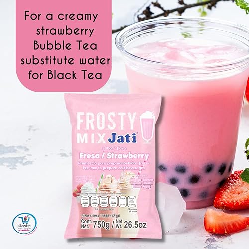 Miniatura 5 de JATI Frosty Mix - Mezcla de polvo de bebida fría de fresa, 26.5 onzas, polvo de batido - Crema mezclada