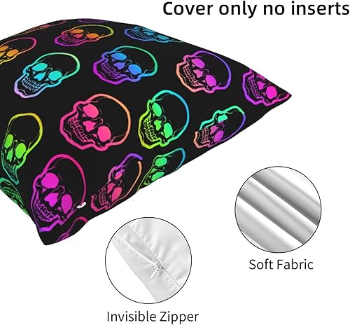 Miniatura 3 de Aimeryup Fundas de almohada decorativas de 12 x 12 pulgadas, diseño de calaveras humanas brillantes, fundas de cojín decorativas para sala, fundas