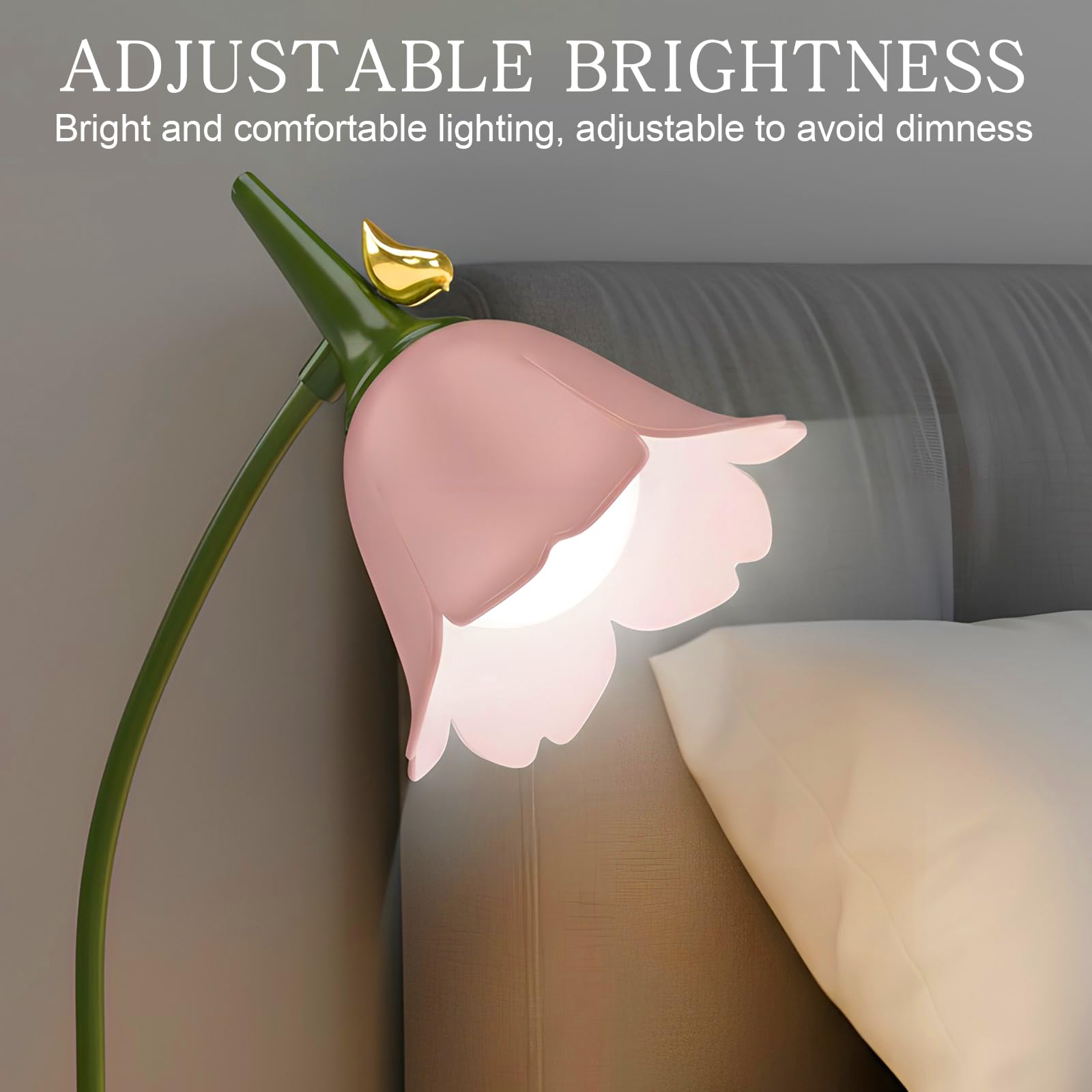 Lampe de Table D'étude Rechargeable Protection des Yeux, Tactile Lampe de Bureau à LED Portable avec Porte-stylo pour Enfants, Lampe de Chevet LED, Lampe de Lecture Dimmable,3 Modes de Couleur (Rose)