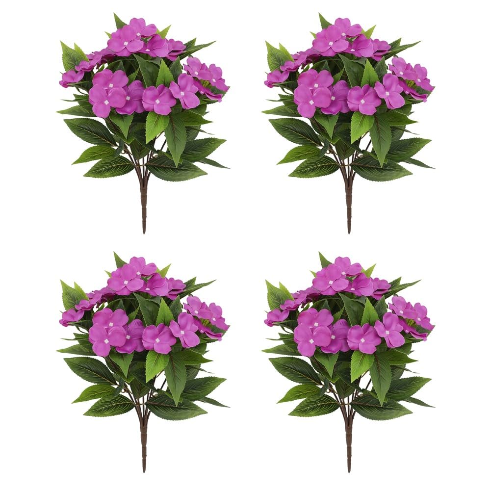 Impatiens artificiels violets plante artificielle réaliste BlissfulAbode