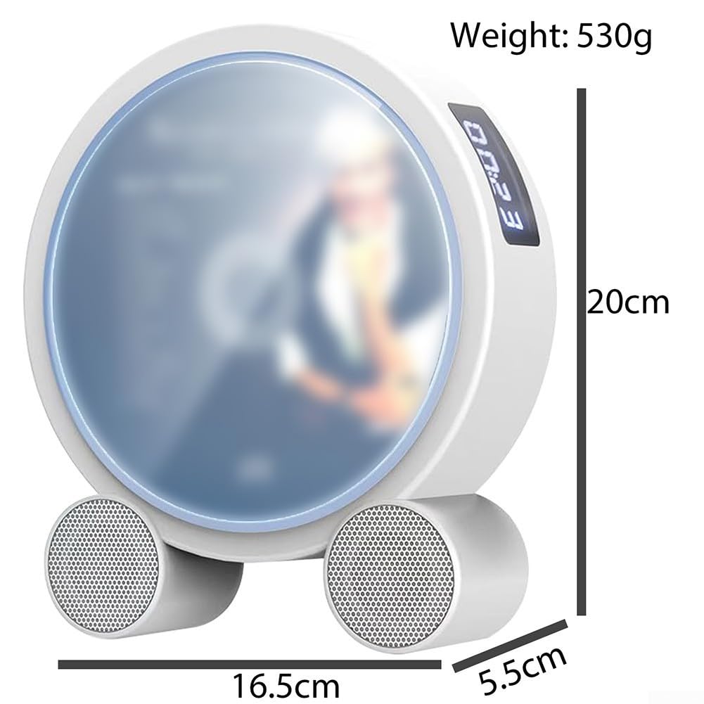 Lettore CD portatile con e per radio FM, sistema musicale da tavolo con finitura in legno bianco con telecomando per casa e ufficio, 26 x 22 x 11 cm (bianco)