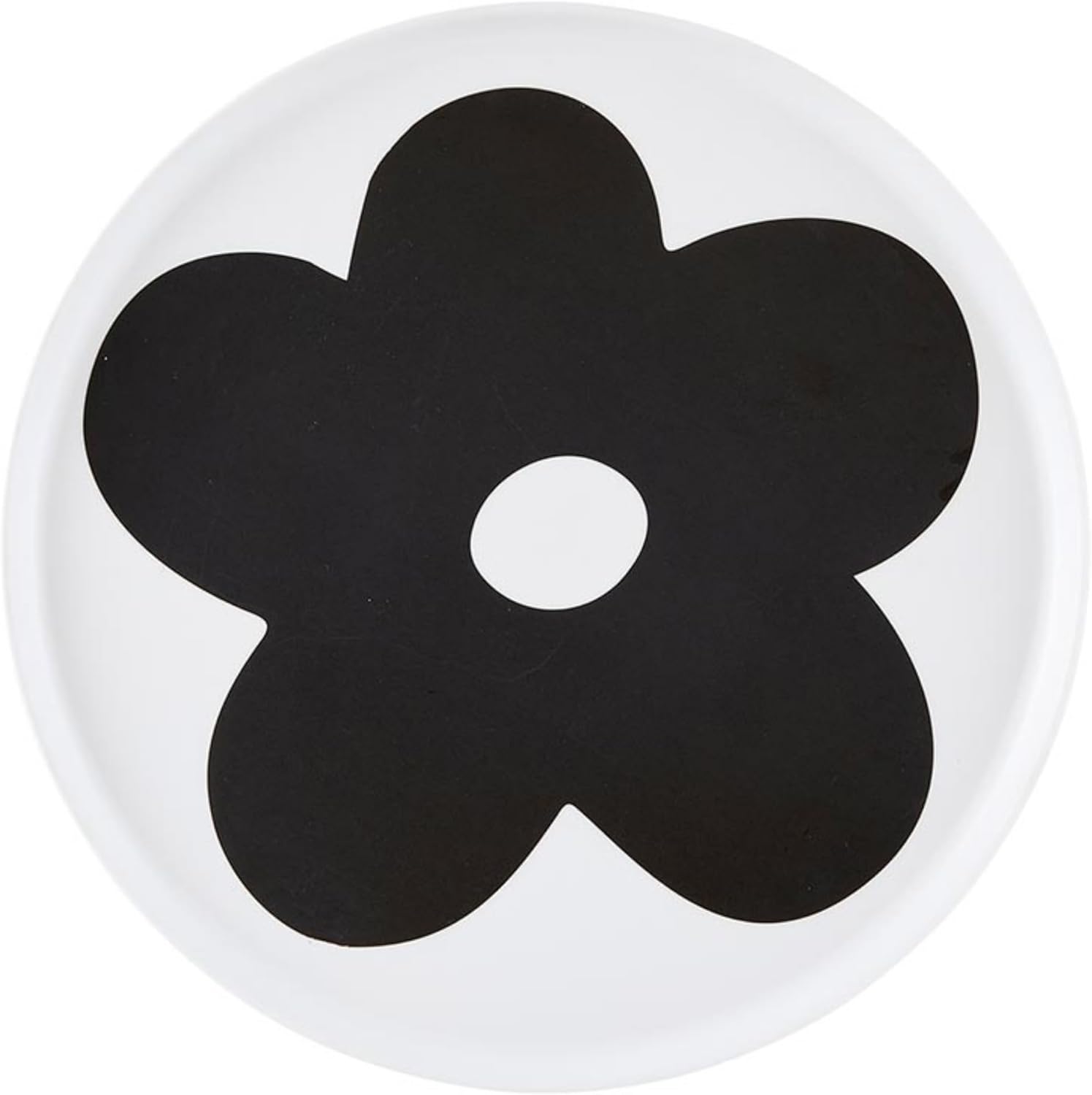 Santa Barbara Design Studio Serving Plate Durable Melamine Round Tray, 10.375" Diameter, Black/White Flower