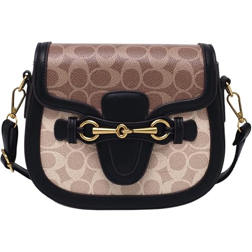Women Small Crossbody Bags Women Golden Buckle Leather Purse Handbag Fashion Design (black)