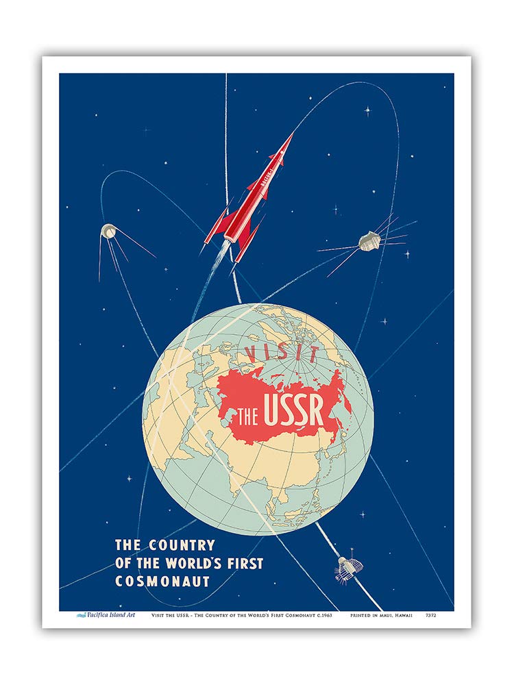 USSR Soviet Union World's First Cosmonaut Vostok 1 Travel Poster 1963 Art Print 9 x 12 in Multi PRTA7372
