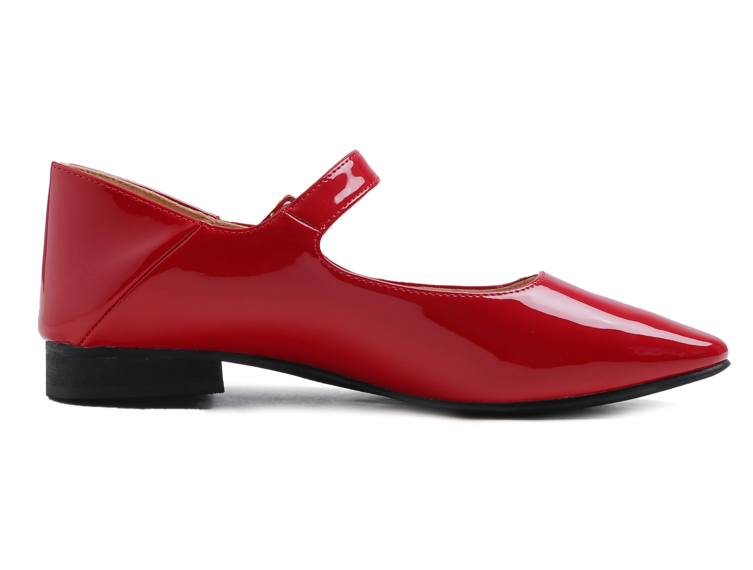 Feversole Women's Square Mary Jane Fashion，Dames élégantes Chaussures décontractées Ballet Plat Bout carré Confortable Marche Quotidienne Mary Jane Chaussures de Mode