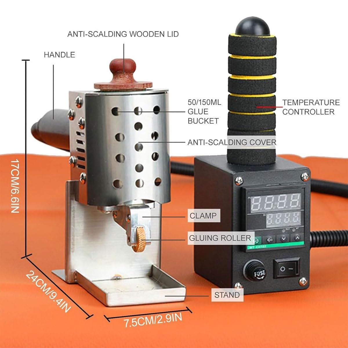Dispenser di colla a caldo con display digitale e temperatura regolabile, applicatore adesivo portatile per progetti fai da te e artigianato