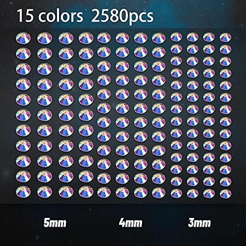 Housuner 2580 Pcs Rhinestone Stickers In 15 Colors & 3 Sizes, 15 Sheets Diy Self Adhesive Colorful Gem Rhinestone Embellishment Stickers Sheet Fits For Crafts, Body, Nails, Etc. (Multi-Color) #TOP1