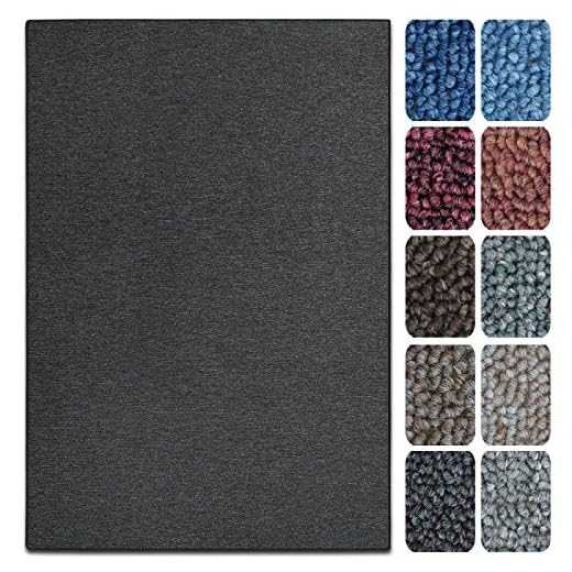 casa pura Teppich London | viele Größen | pflegeleichter Flacher Schlingenflor | Flurteppich, Wohnzimmerteppich, Küchenteppich, Schlafzimmerteppich (Anthrazit - 100x150 cm)