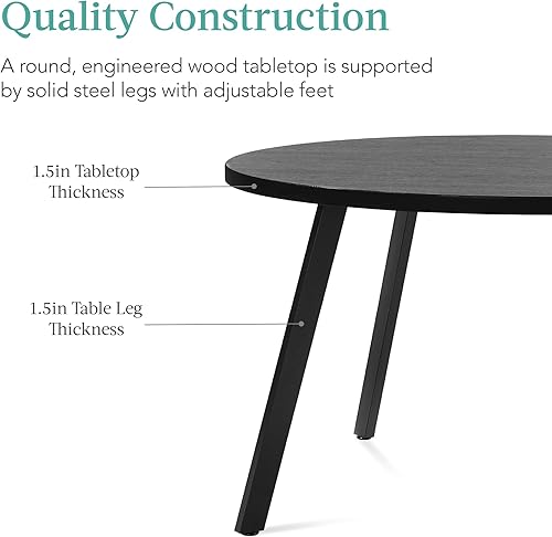 Miniatura 6 de Best Choice Products Mesa de comedor redonda con patas de acero - Negro Negro,Marrón,https://www.amazon.com/dp/undefined