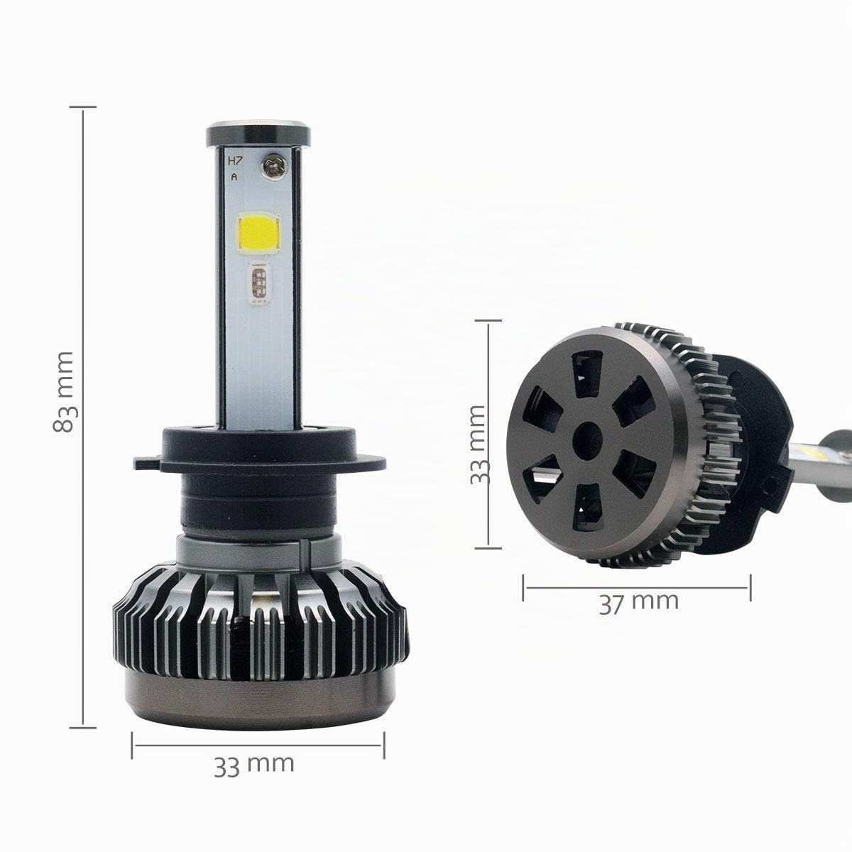 Riloer Bombillas LED para Coche H7, 2 Bombillas de Colores RGB para Faros Delanteros de 80 W 6000 K, Control de Aplicaciones, IP65 a Prueba de Agua