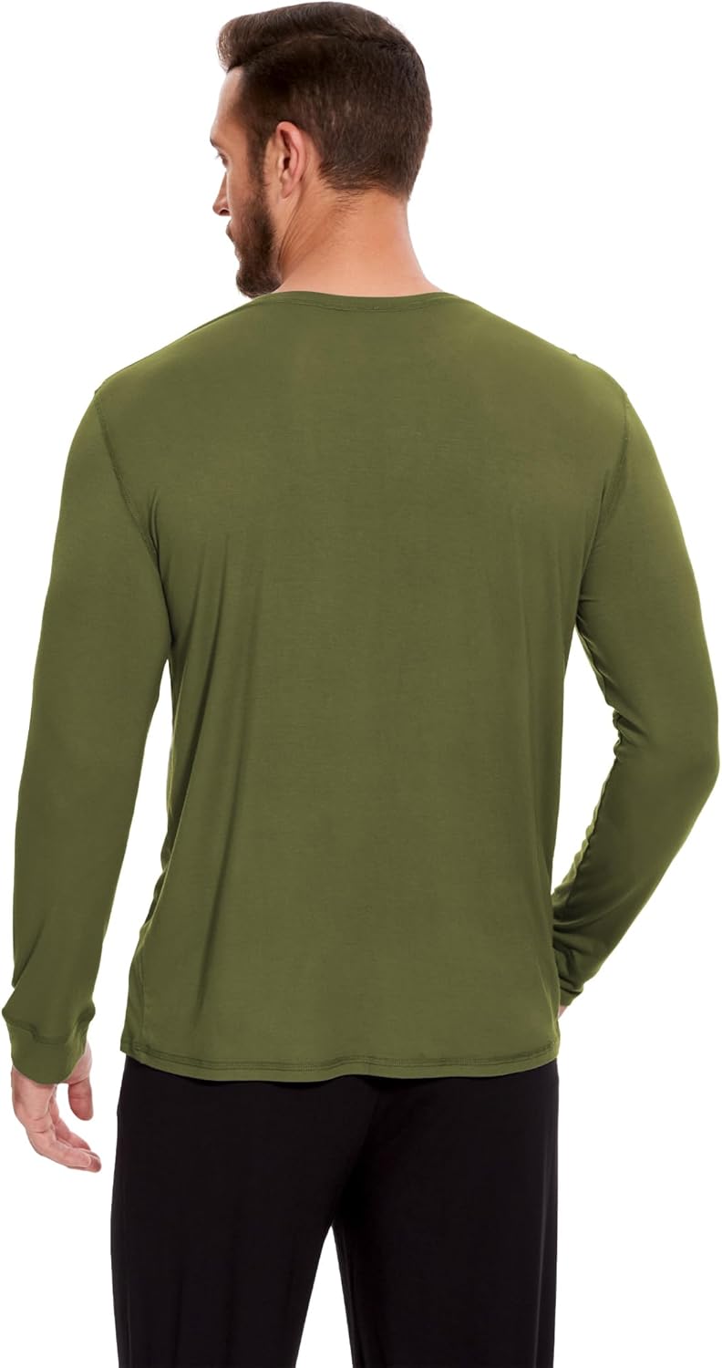 GYS Bamboo-Derived Viscose Men's Pajama Top Soft Long Sleeve Sleep T-Shirt - Image 2