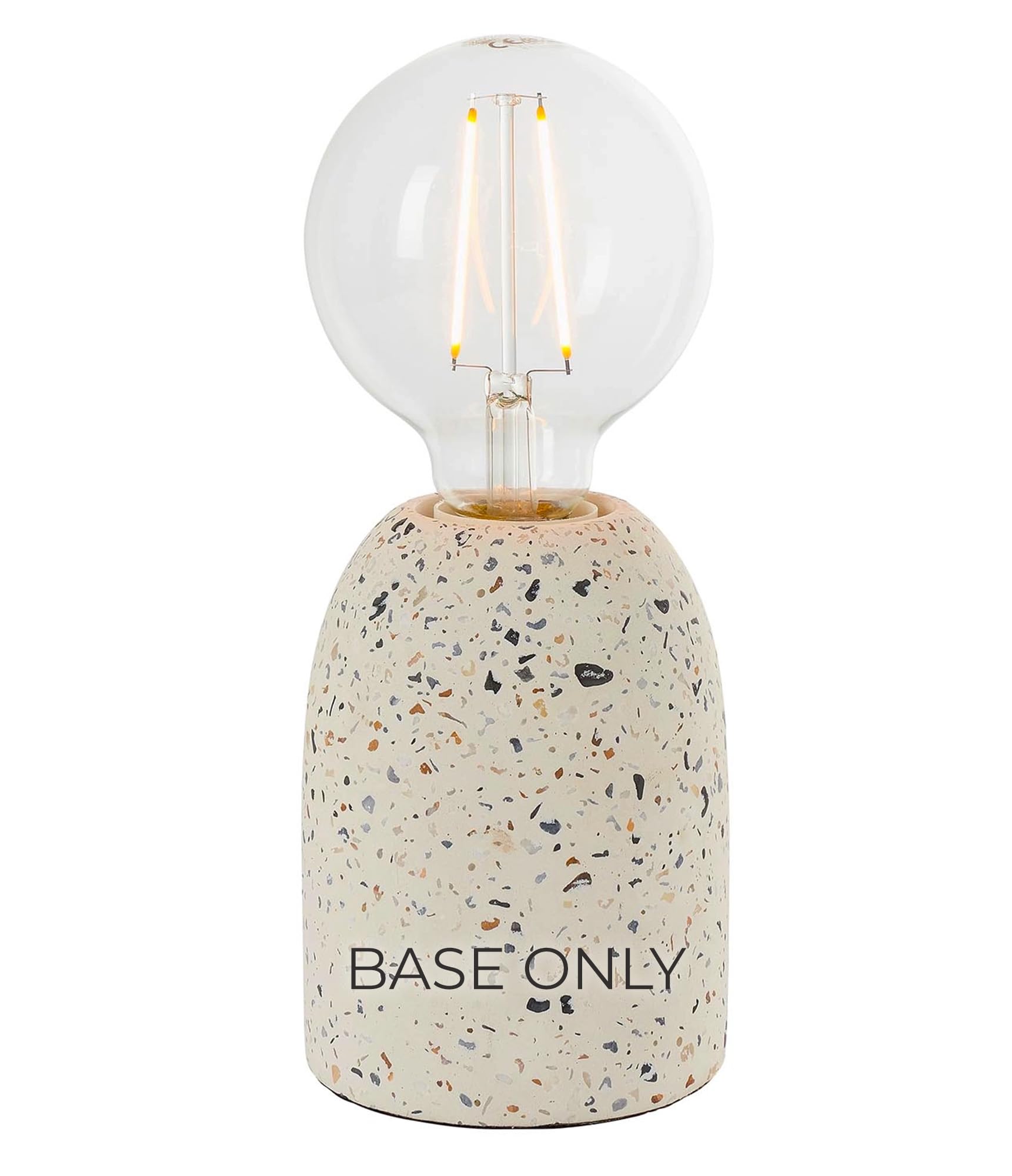 National Lighting Ulla E27 Table Lamp Base – White Terrazzo Ceramic, Modern Decorative Accent Base Only – E27 LED Compatible, Coastal, Nordic, Scandi Style
