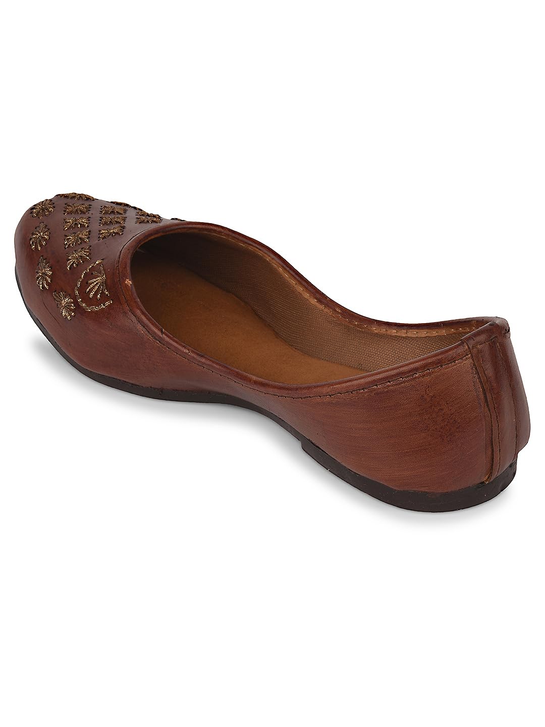 desi colour Women Brown Daily Wear Ethnic Vegan Punjabi Jutti |UK - 6-picture-8