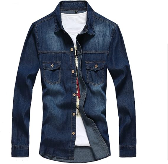 Amazon Aigo デニムシャツ メンズ ストレッチ デニム シャツ ストレッチ ヴィンテージ加工 長袖 デニム シャツ ウエスタンシャツ カジュアル トップス ウィンター 着回し 秋 冬 メンズ L Type2 並行輸入品 シャツ 通販