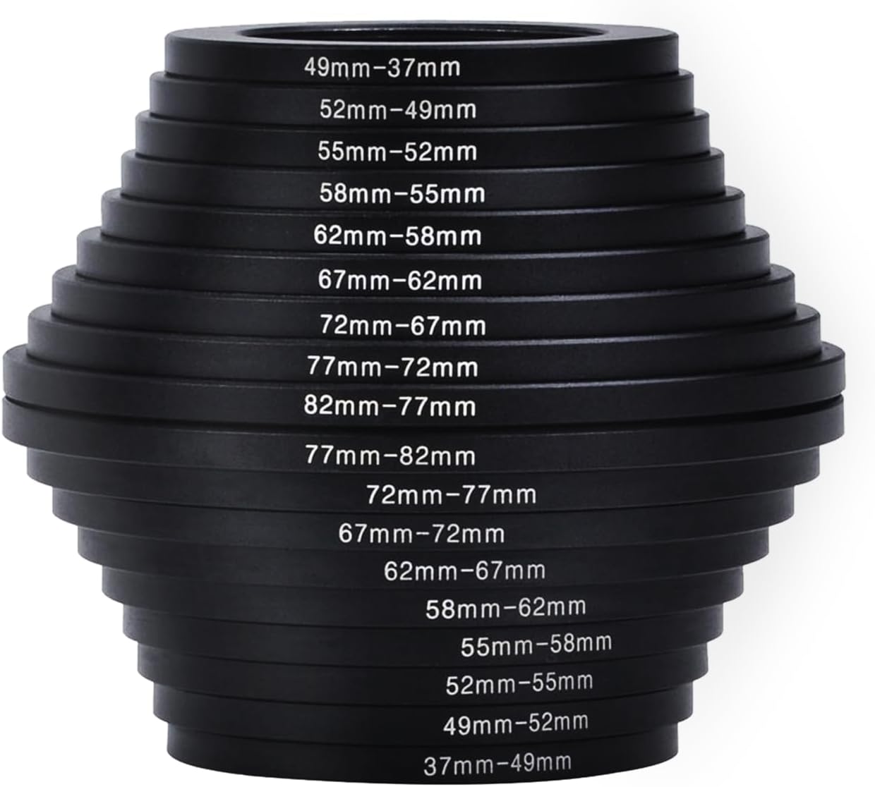 Step Up Rings, Hisewen 18 Pieces Camera Lens Metal Filter Ring Adapter Set (9pcs Step Up Ring Set + 9pcs Step Down Ring Set)