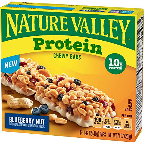 Image of Nature Valley Protein Granola Bars, Blueberry Nut, Chewy Snack Bars, 5 Bars, 7.1 OZ