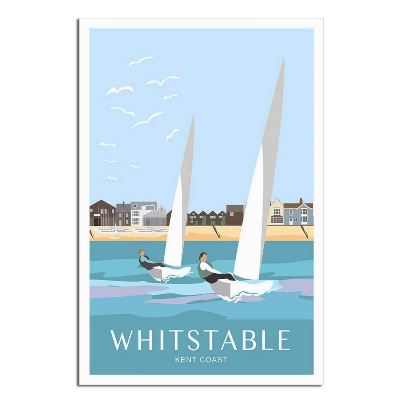 UEJD Vintage Whitstable Sailing Kent Travel Poster Decorative Posters Modern Bedroom Canvas Art Poster Picture Painting Posters Wall Decor Art Gift