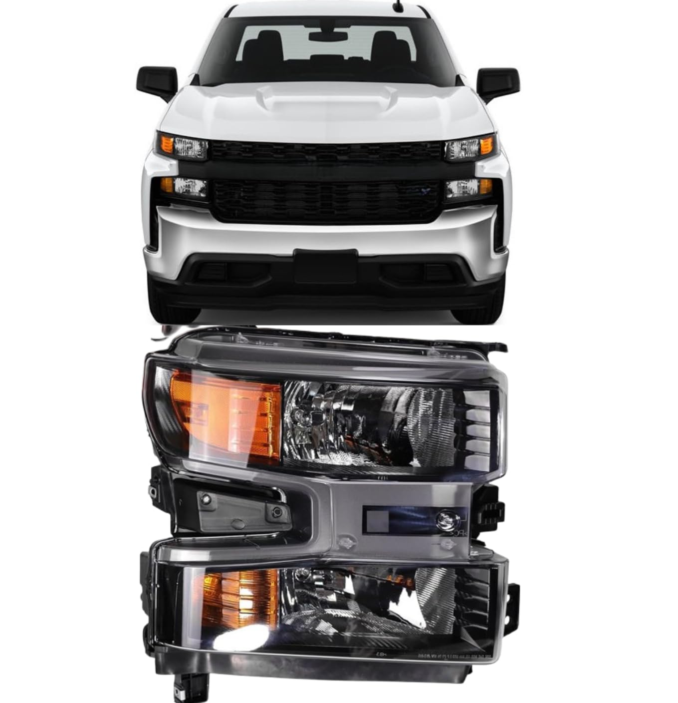 Photo 1 of Sagnod Auto Halogen Headlight Compatible With 2019-2021 Chevy Silverado 1500 Right Passenger Side