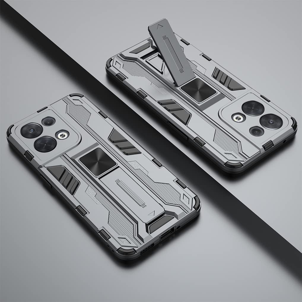 SEAHAI Custodia Per Oppo Reno 8 Pro 5G, Blu, Antishock Militare, Con Supporto Nascosto Pieghevole, Paraurti In Silicone Morbido
